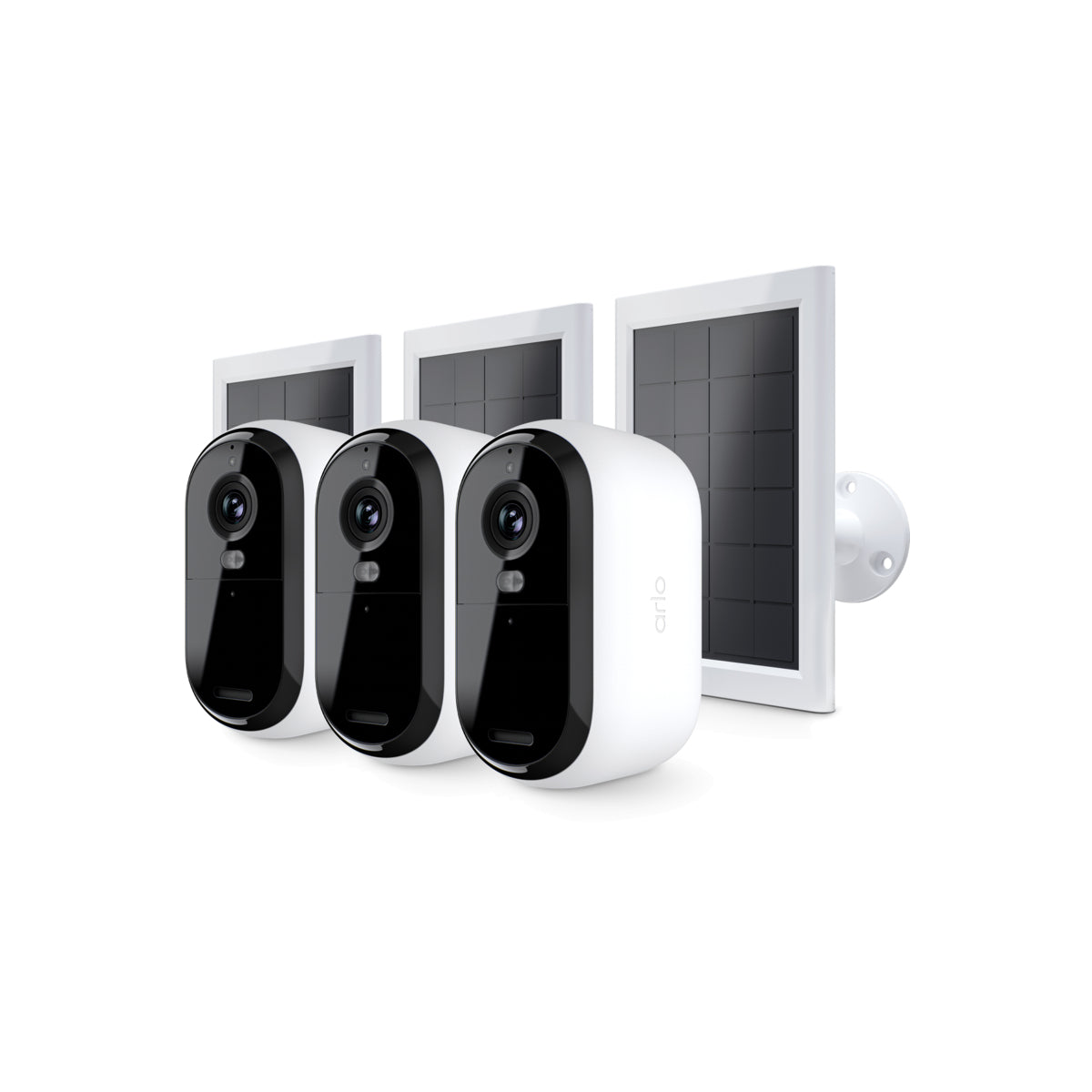 Arlo Essential (Gen.2) Bundle 2K Outdoor Security Camera - 3 Camera Kit + 3 Essential Solar Panel Charger - White
