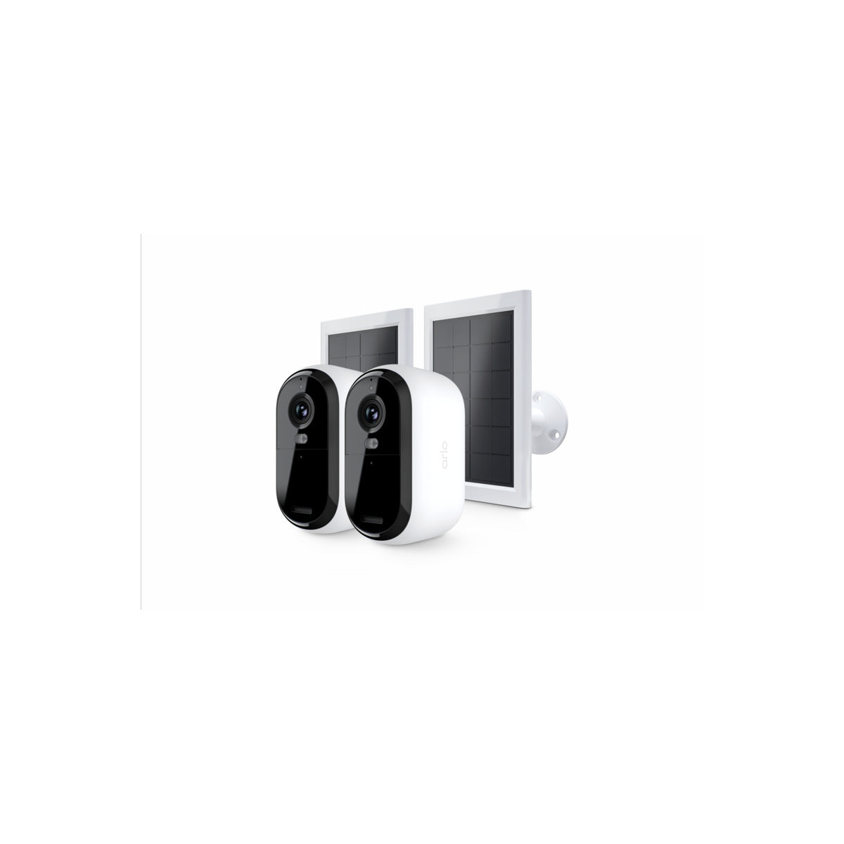 Arlo Essential (Gen.2) Bundle 2K Outdoor Security Camera - 2 Camera Kit + 2 Essential Solar Panel Charger - White