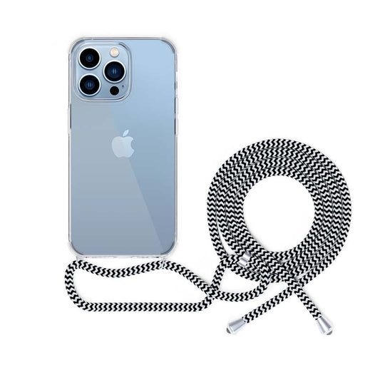 Epico Nake String Case iPhone 13 - White transparent / Black-white