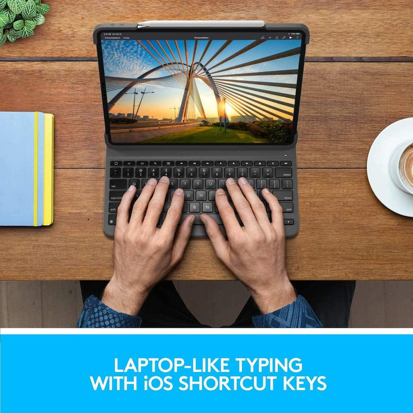 Logitech Slim Folio Pro Backlit keyboard case with Bluetooth for iPad Pro 11-inch (1st, 2nd, 3rd and 4th gen) - Graphite - UK