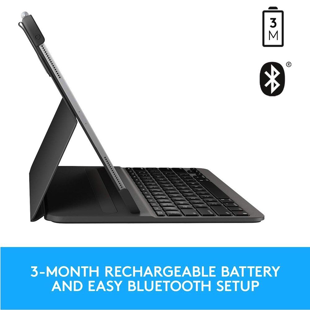 Logitech Slim Folio Pro Backlit keyboard case with Bluetooth for iPad Pro 11-inch (1st, 2nd, 3rd and 4th gen) - Graphite - UK