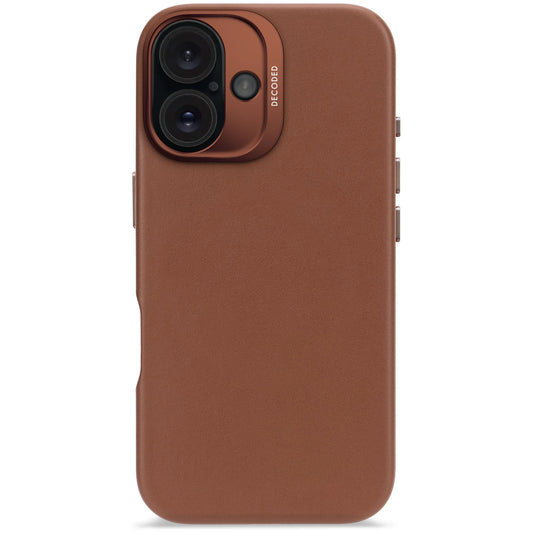 DECODED Leather Backcover for iPhone 16 - Tan Brown