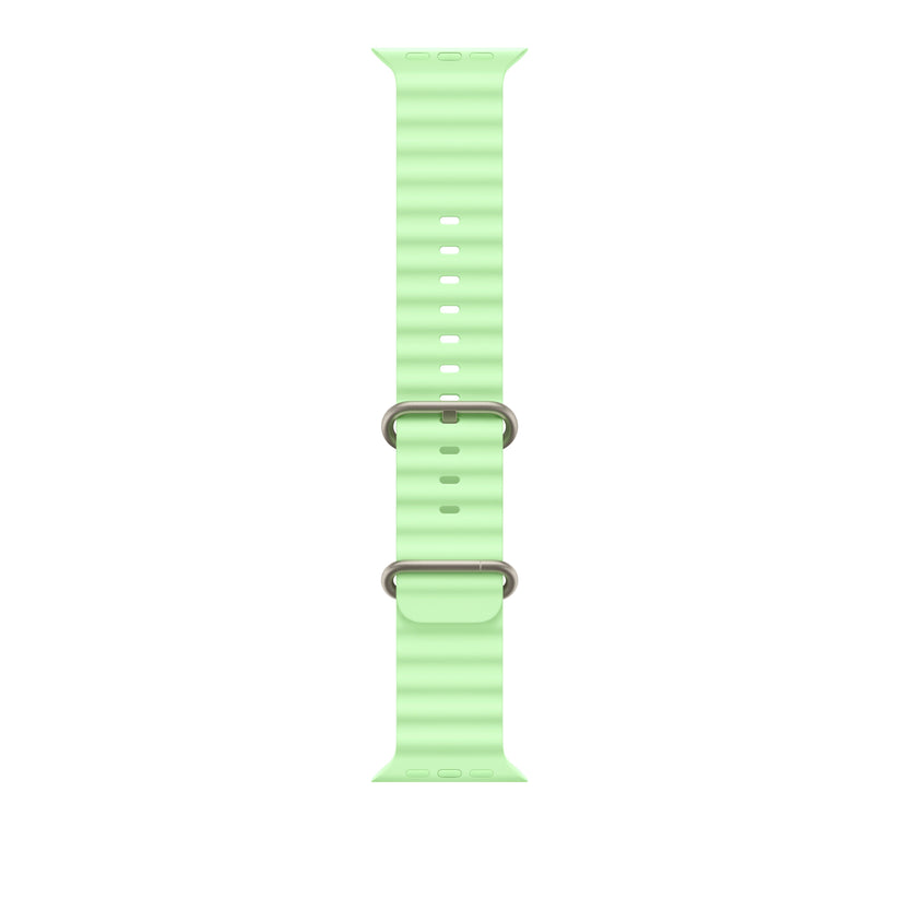49mm Neon Green Ocean Band - Natural Titanium Finish - iSTYLE MK