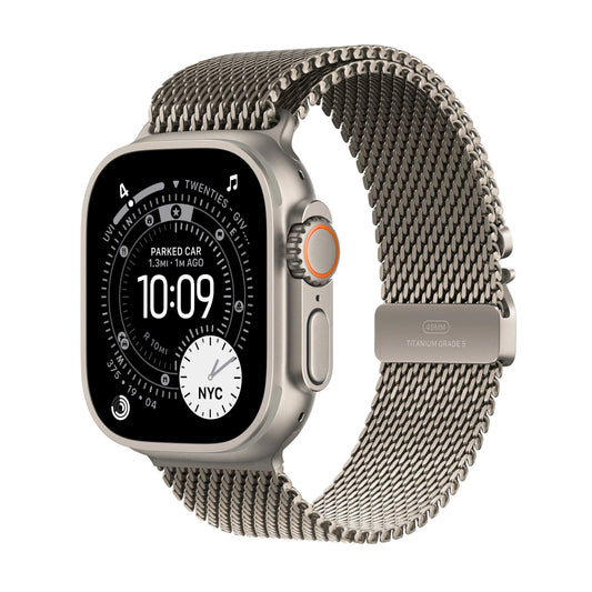Apple Watch Ultra 3 GPS + Cellular 49mm Natural Titanium Case with Natural Titanium Milanese Loop - Small - iSTYLE MK