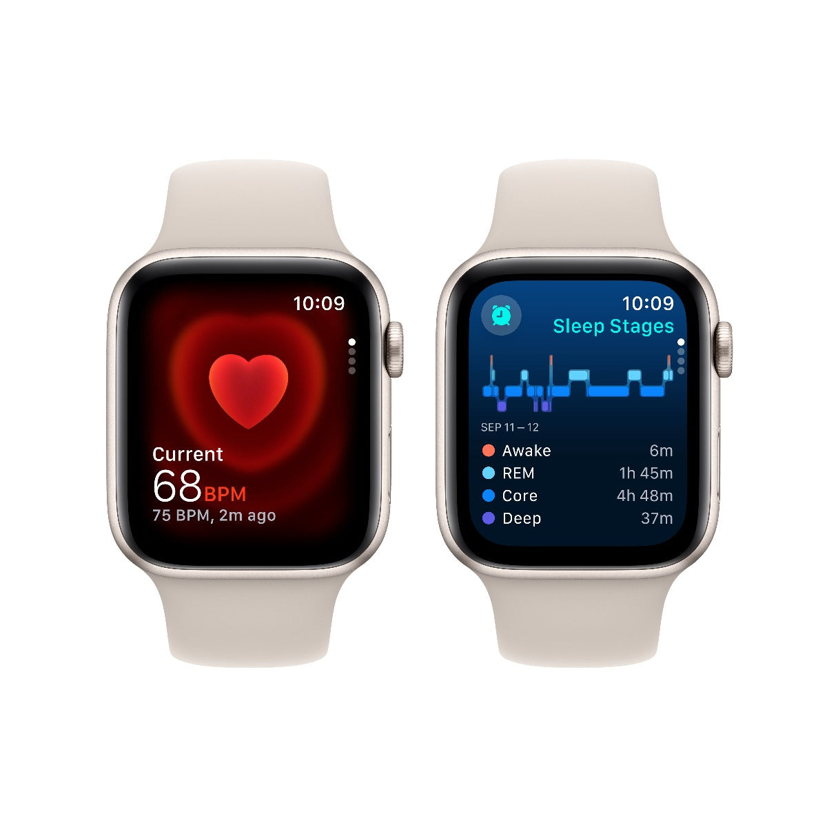 Apple Watch SE2 v2 GPS 44mm Starlight Alu Case w Starlight Sport Band - M/L