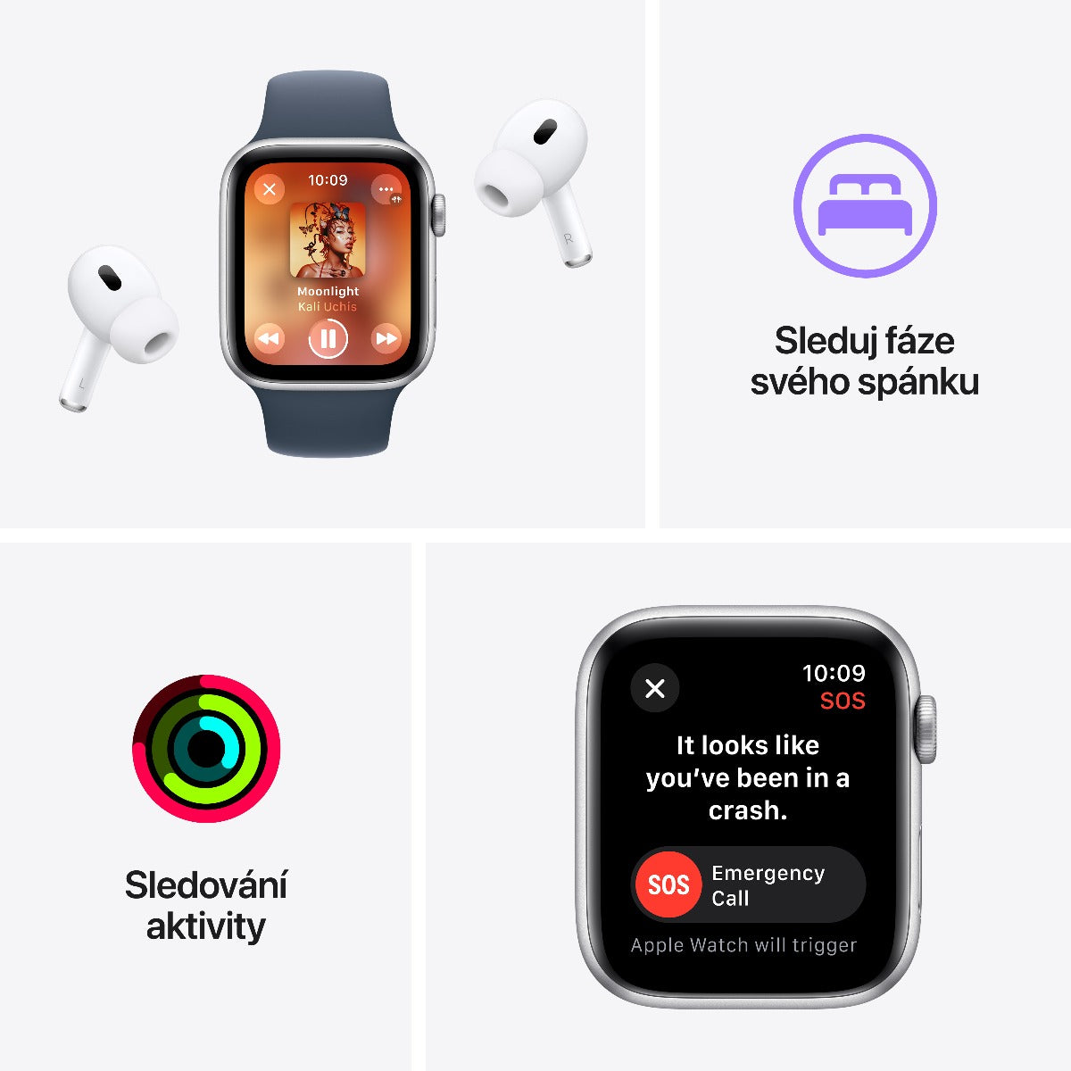 Apple Watch SE2 v2 GPS 44mm Starlight Alu Case w Starlight Sport Band - M/L