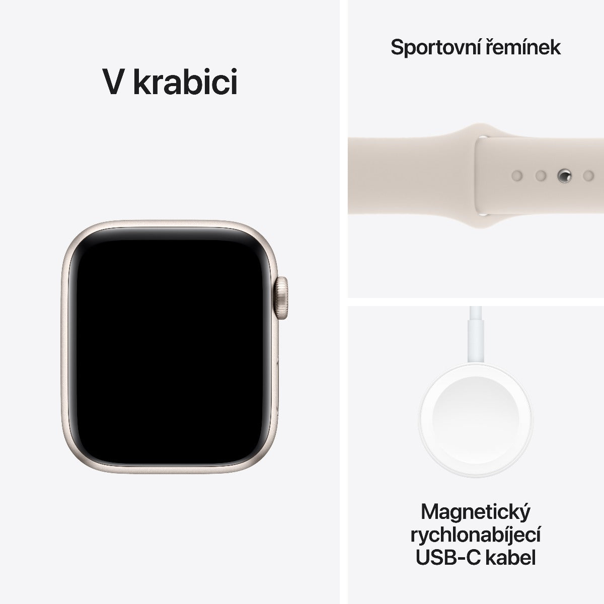 Apple Watch SE2 v2 GPS 44mm Starlight Alu Case w Starlight Sport Band - M/L