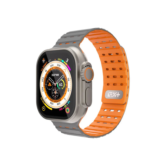 NEXT ONE ремче за Apple Watch 46/49 mm, Силикон, Сиво/Портокалова