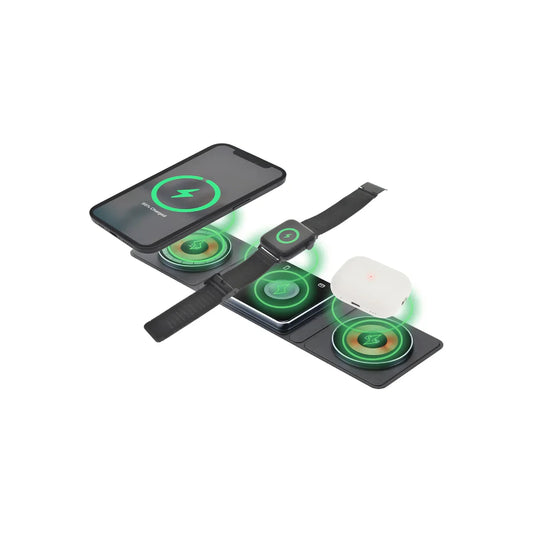 Dviced 3-in-1 foldable magnetic wireless charger - Black/Copper