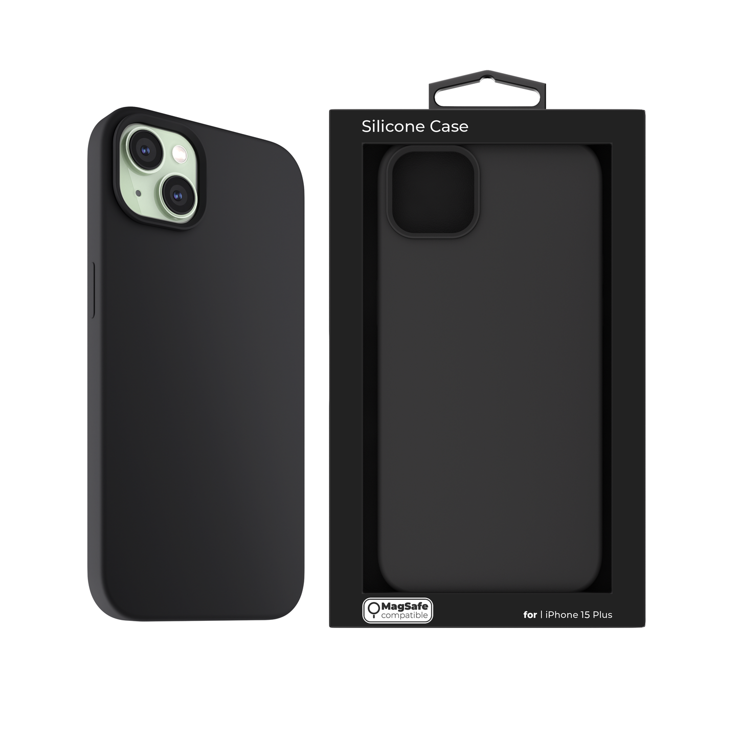 NEXT ONE silicone case MagSafe compatible for iPhone 15 Plus | Black