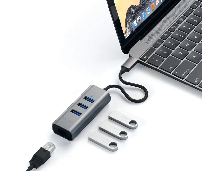 Satechi TYPE-C 2-in-1 3 Port USB 30 Hub & Ethernet - Space Gray