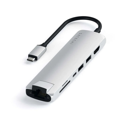 Satechi Aluminium Type-C Slim Multiport (1xHDMI 4K,2x USB-A,1x SD,1x Ethernet) - Silver