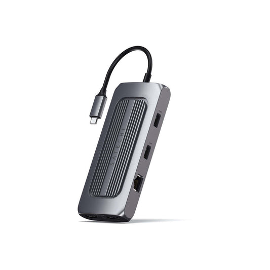 Satechi Aluminium 3-in-1 Magnetic Wireless Charging Stand (iPhone 12/13, Apple Watch, AirPods Pro, USB-C - Black