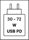 Уредот поддржува брзо полнење преку USB PD, дефинирано од USB Implementers Forum (USB-IF)