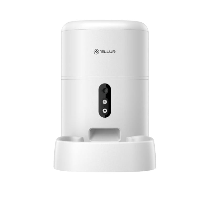 Dispenser hrana animale WiFi Tellur Smart, Camera UltraHD, 4L, Alb