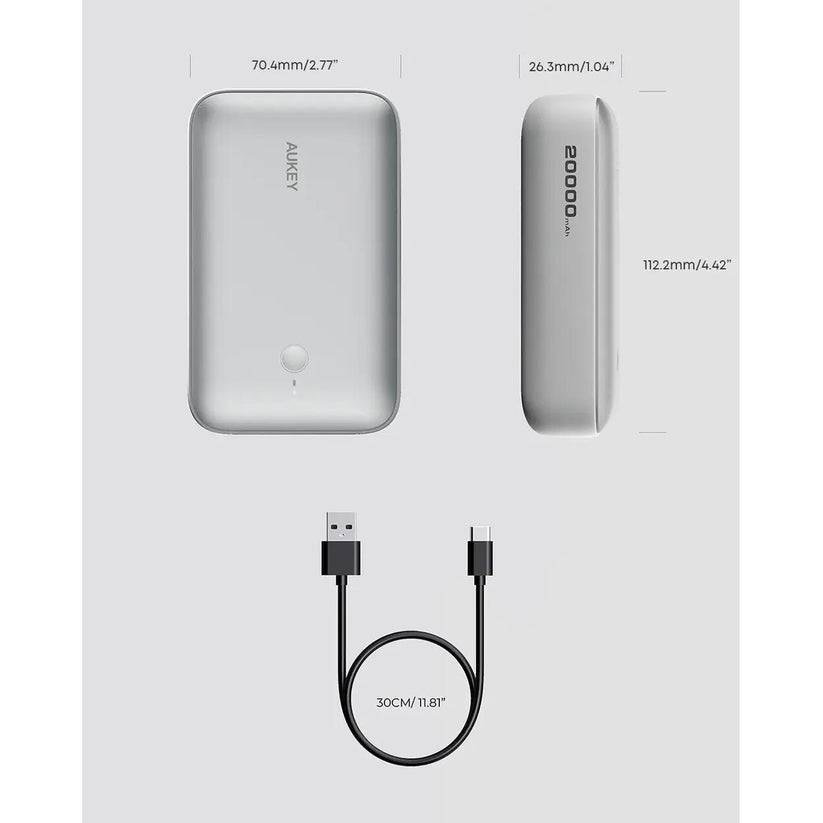 AUKEY Spark Mini 20000mAh Fast Charging Power Bank Frost White
