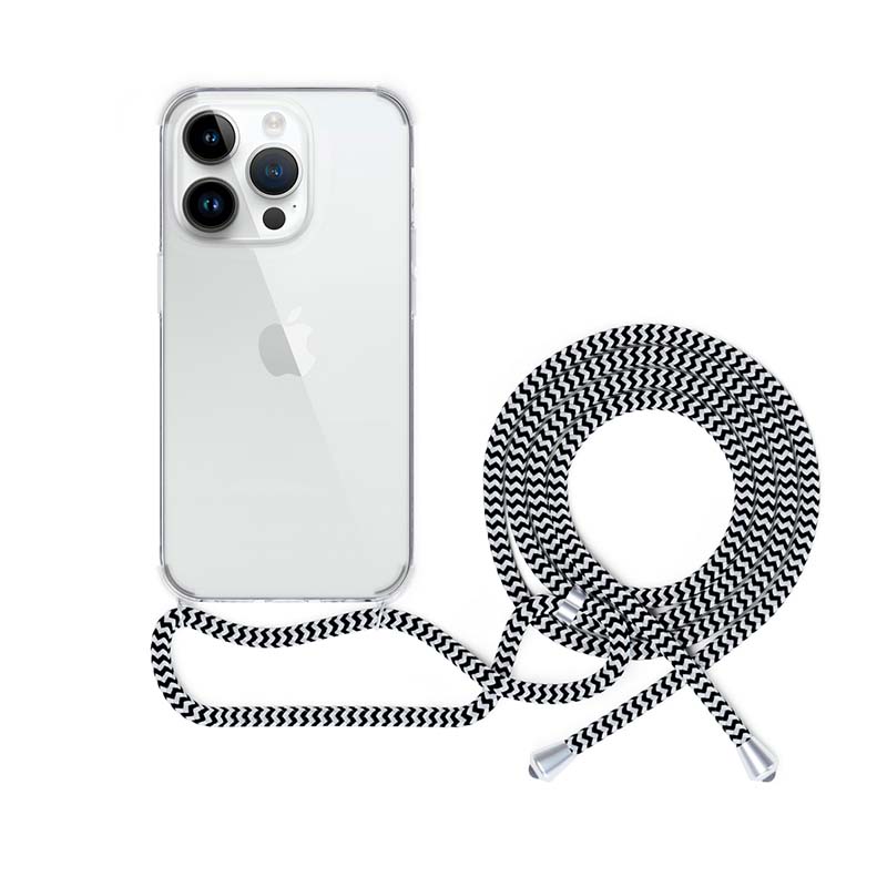 Epico Nake String Case iPhone 14 - White transparent / Black-white