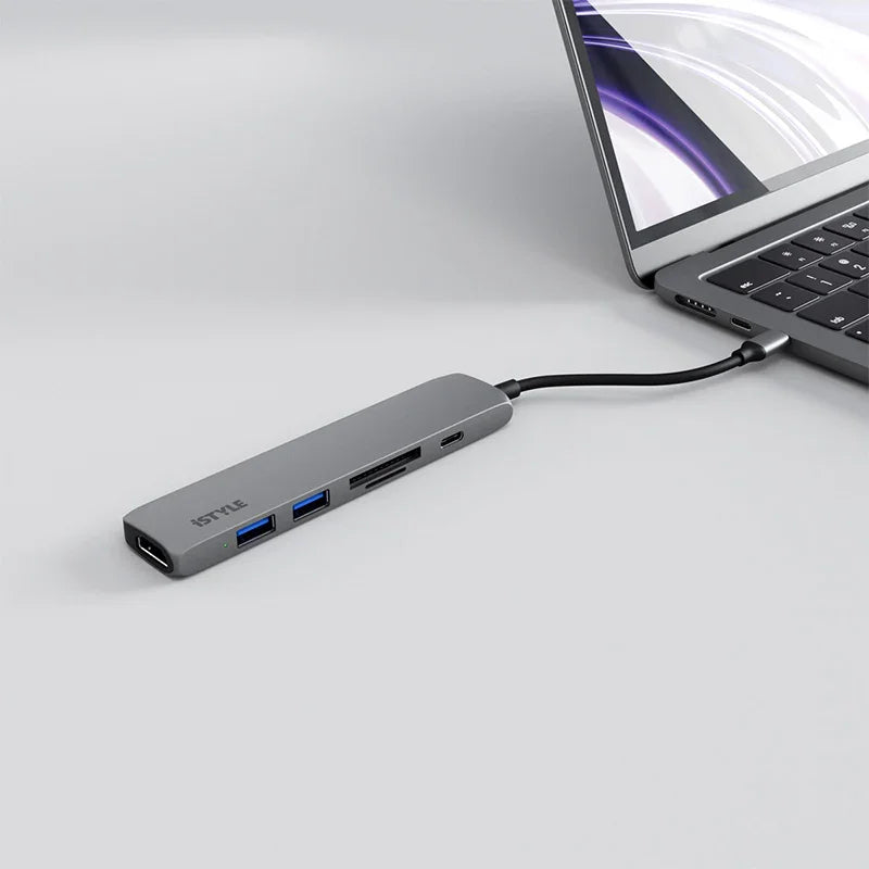 iStyle 6in1 Aluminium Hub 8K with USB-C connector - space gray