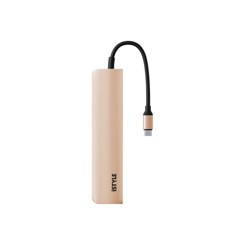 iStyle 6in1 Aluminium Hub 8K with USB-C connector - gold