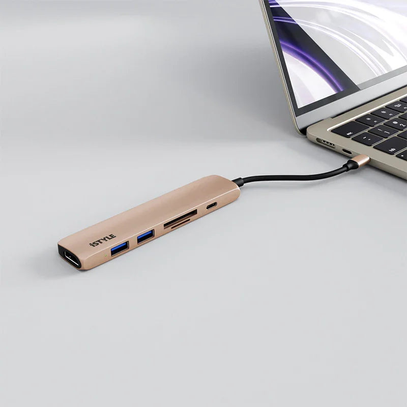 iStyle 6in1 Aluminium Hub 8K with USB-C connector - gold