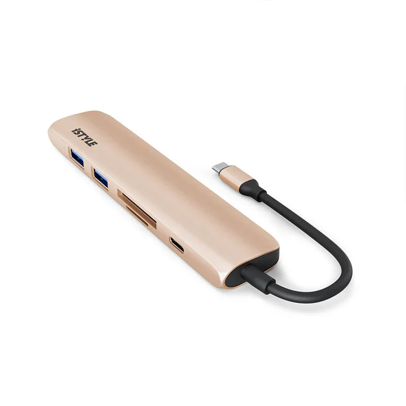 iStyle 6in1 Aluminium Hub 8K with USB-C connector - gold