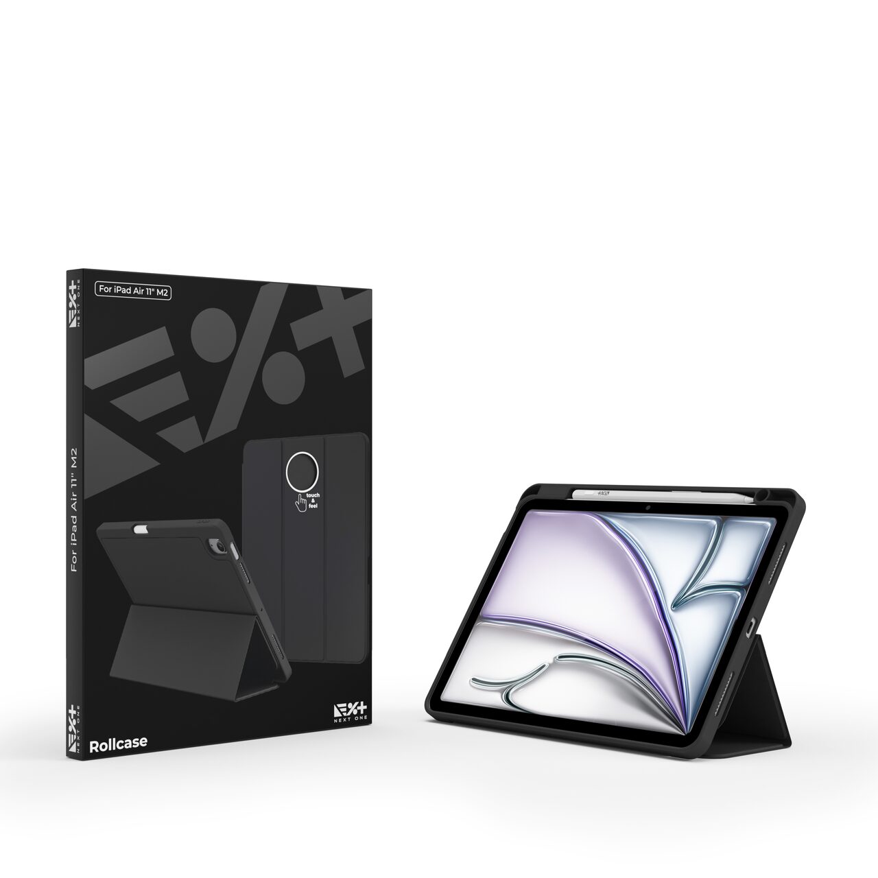 Husa de protectie Next One Rollcase pentru iPad Air 11" M2, cu suport pentru stilou, Negru