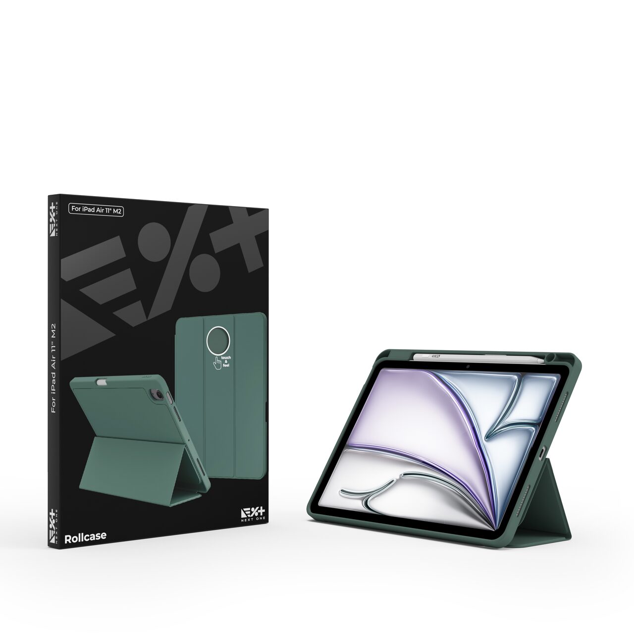 Husa de protectie Next One Rollcase pentru iPad Air 11" M2, cu suport pentru stilou, Verde