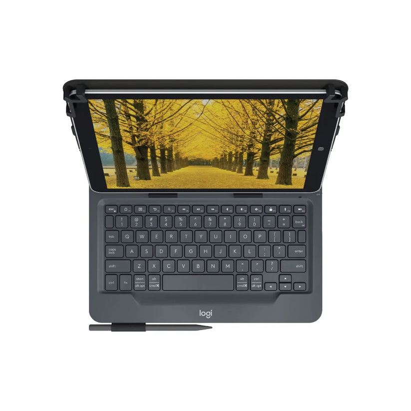 Logitech Universal Folio Keyboard case with Bluetooth for 9-10 inch Apple, Android, Windows tablets for 9-10 inch tablets - Black - UK