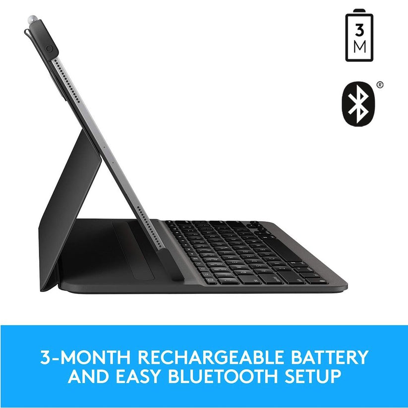 Logitech Slim Folio Pro Backlit keyboard case with Bluetooth for iPad Pro 11-inch (1st, 2nd, 3rd and 4th gen) - Graphite - UK