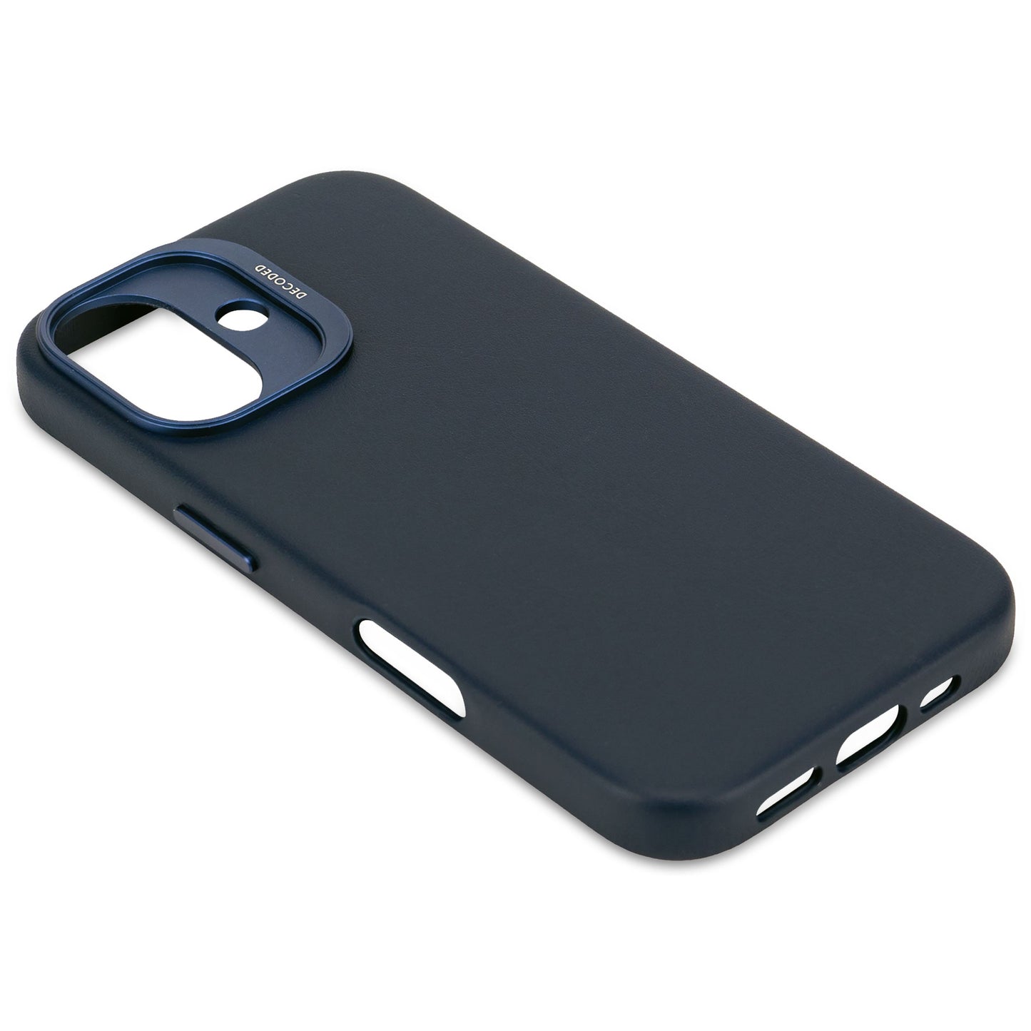 DECODED Leather Backcover for iPhone 16 - Navy Blue