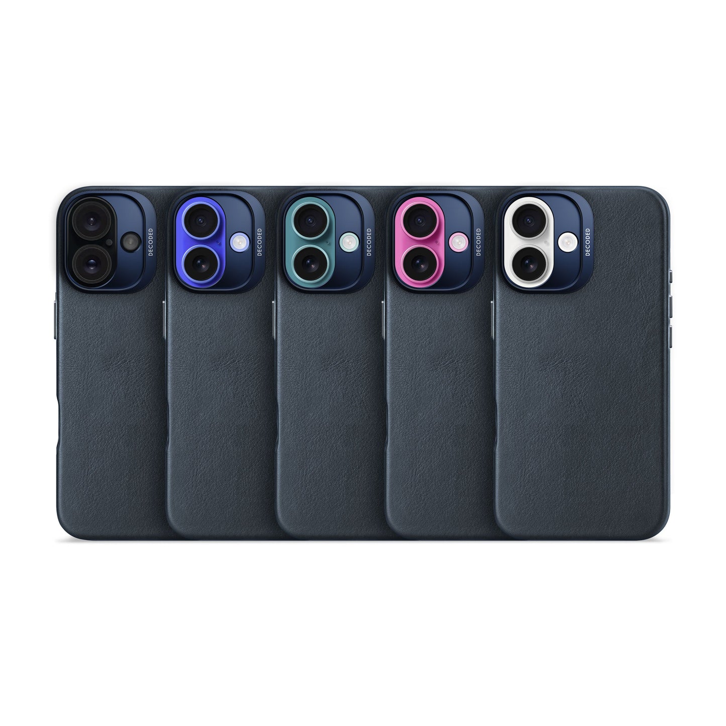 DECODED Leather Backcover for iPhone 16 - Navy Blue
