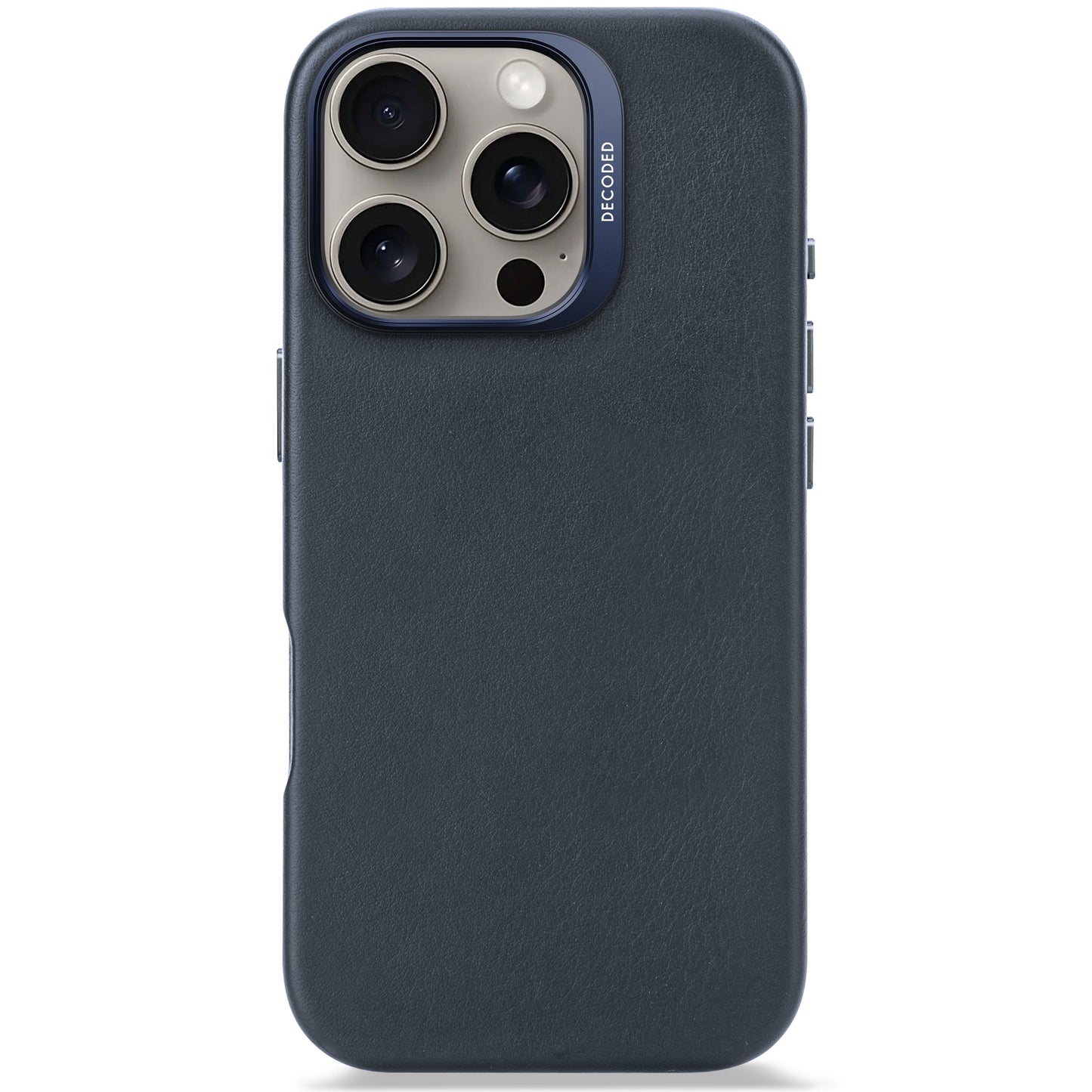 DECODED Leather Backcover for iPhone 16 Pro - Navy Blue