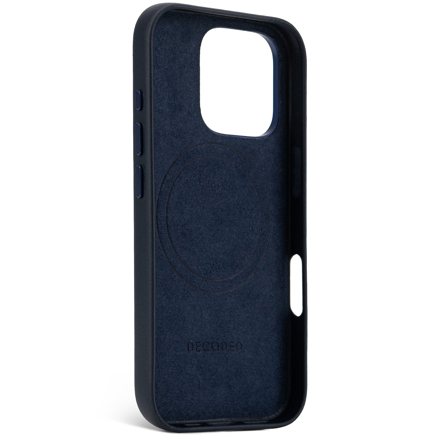 DECODED Leather Backcover for iPhone 16 Pro - Navy Blue