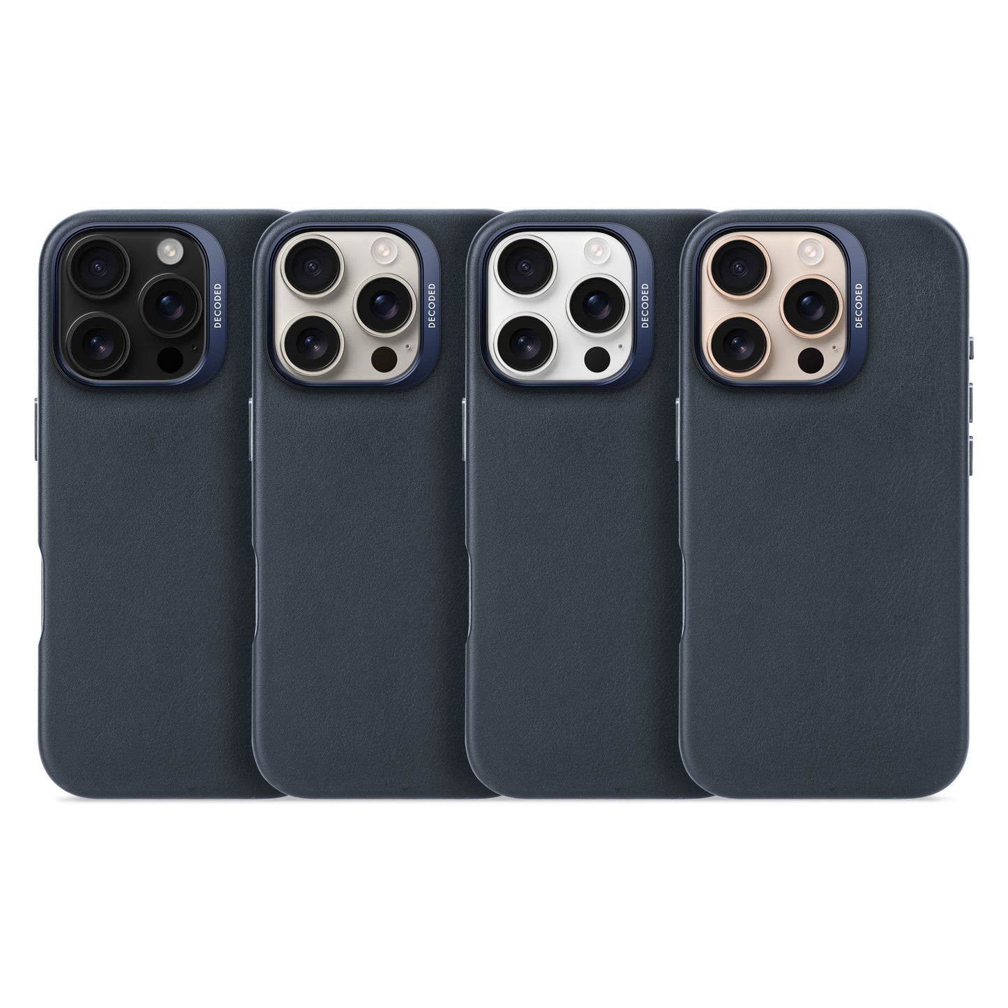 DECODED Leather Backcover for iPhone 16 Pro - Navy Blue