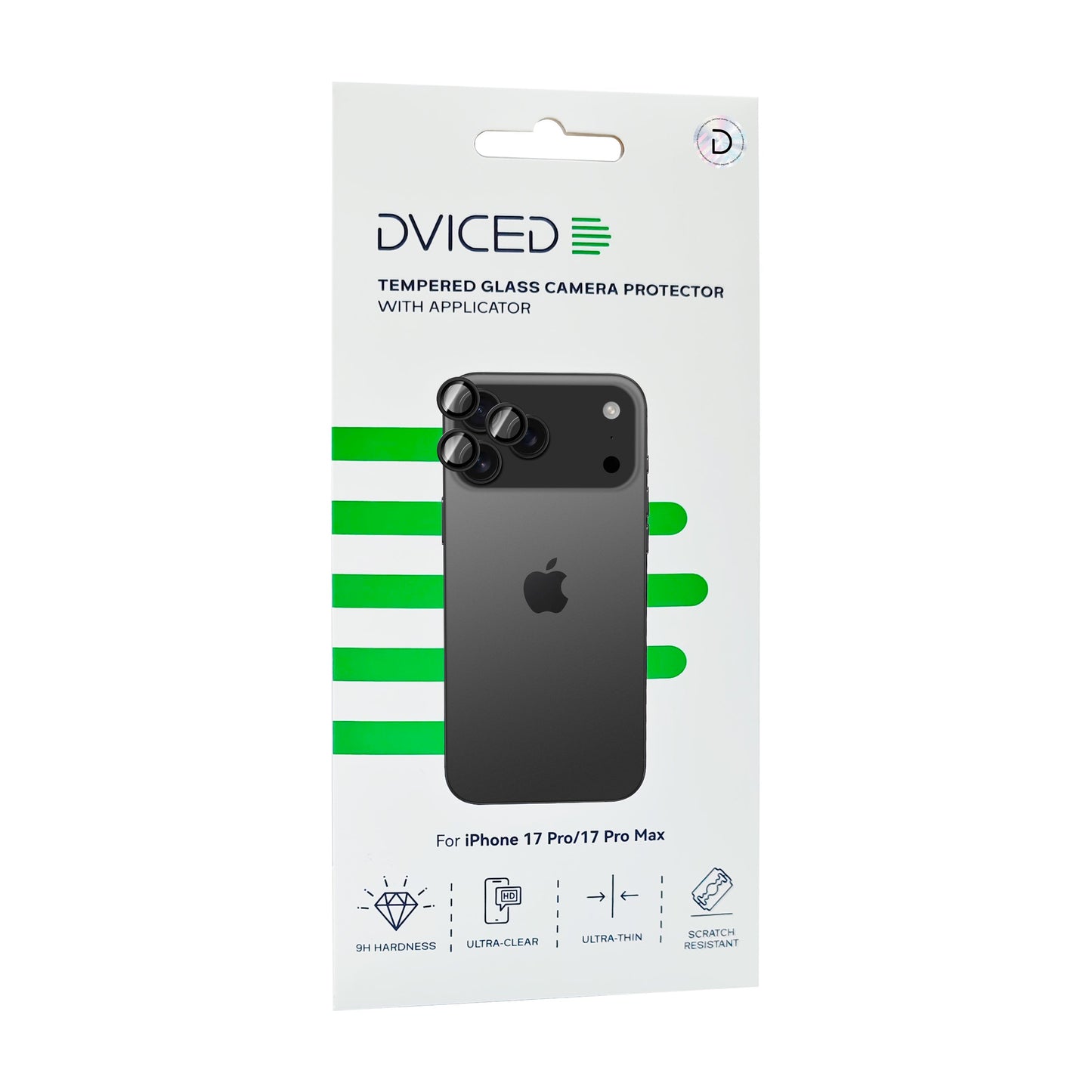Dviced Tempered glass camera protector for iPhone 17 Pro/17 Pro Max with applicator