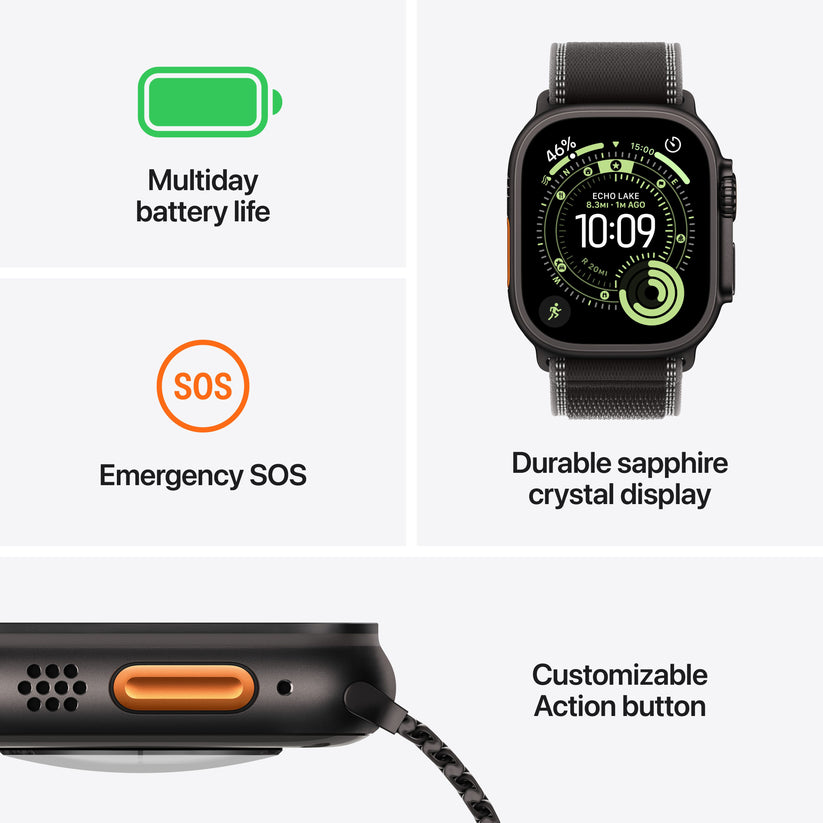 Apple Watch Ultra 3 GPS + Cellular 49mm Black Titanium Case with Black Titanium Milanese Loop - Large - iSTYLE MK