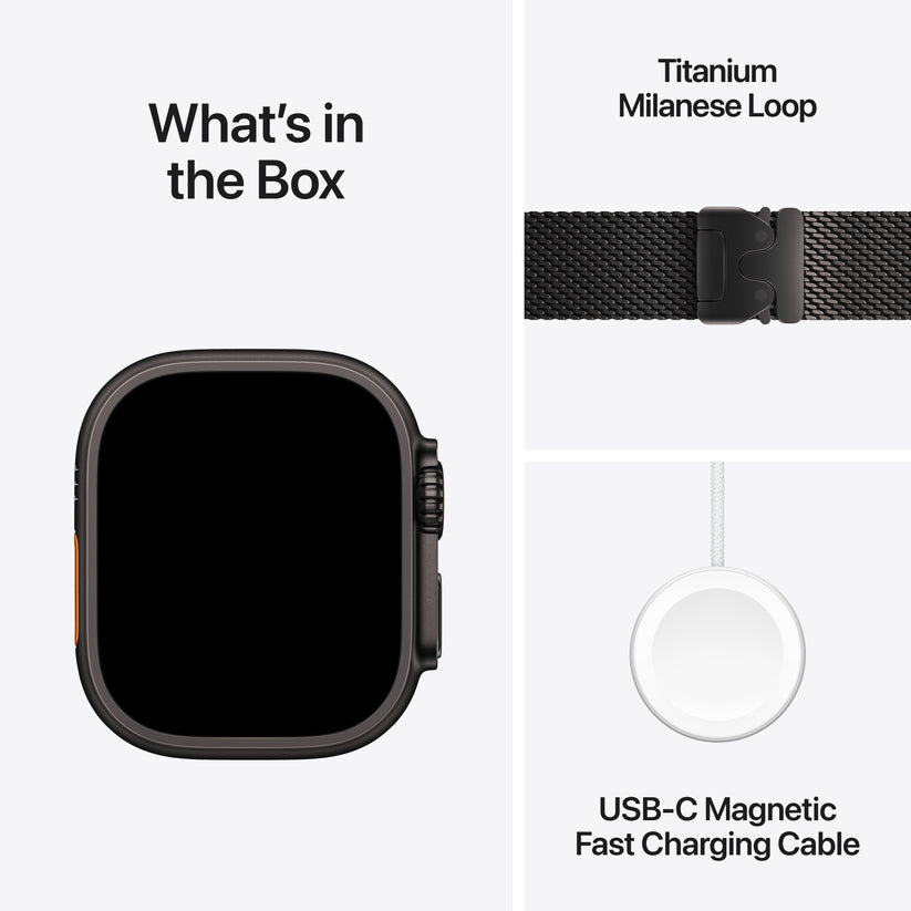 Apple Watch Ultra 3 GPS + Cellular 49mm Black Titanium Case with Black Titanium Milanese Loop - Large - iSTYLE MK