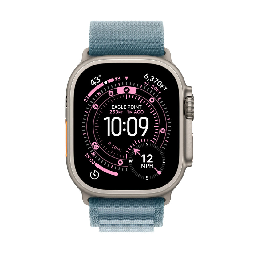 Apple Watch Ultra 3 GPS + Cellular 49mm Natural Titanium Case with Light Blue Alpine Loop - Large - iSTYLE MK