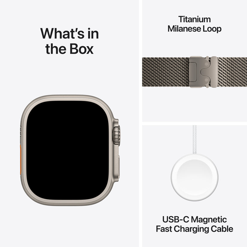 Apple Watch Ultra 3 GPS + Cellular 49mm Natural Titanium Case with Natural Titanium Milanese Loop - Medium - iSTYLE MK