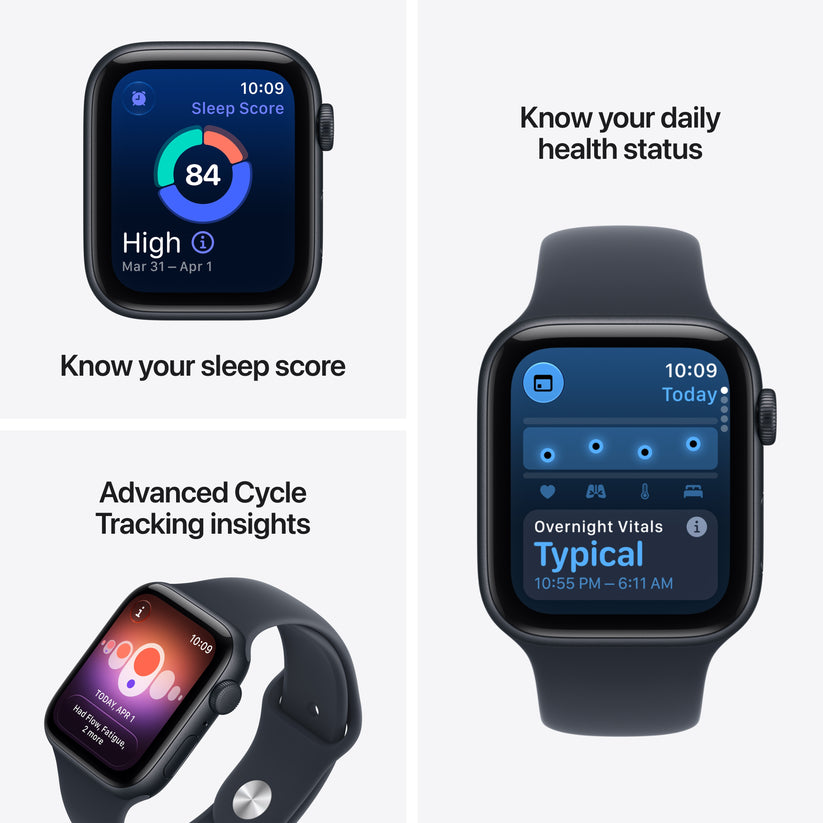 Apple Watch SE 3 GPS 44mm Midnight Aluminium Case with Navy Blue Sport Band - M/L - iSTYLE.mk