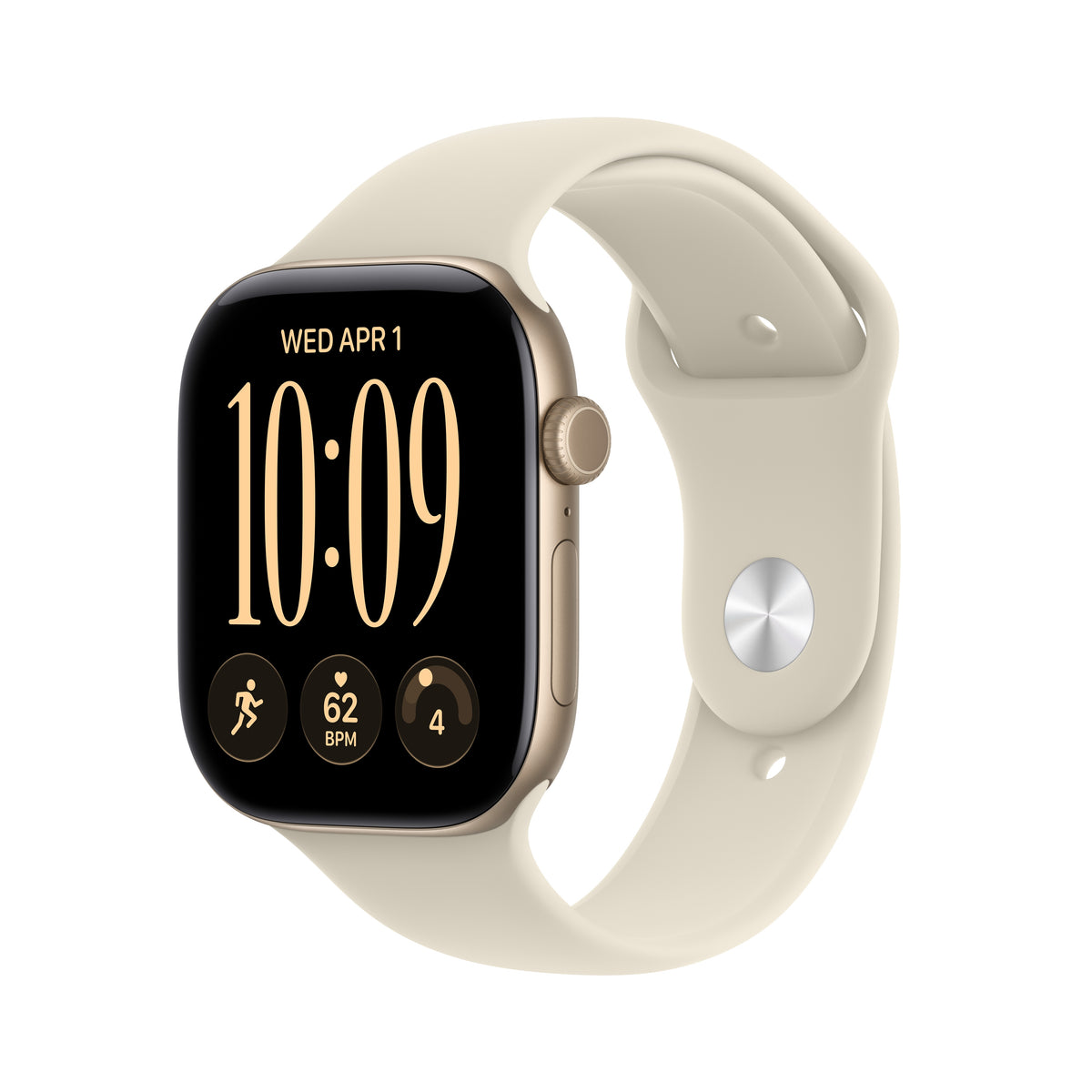 Apple Watch Series 12 GPS 46mm Light Gold Aluminium Case with Sand Sport Band - S/M - iSTYLE.mk