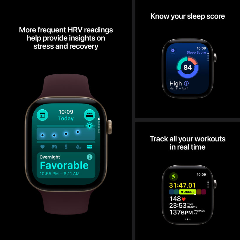 Apple Watch Series 12 GPS 46mm Light Gold Aluminium Case with Sand Sport Band - S/M - iSTYLE.mk