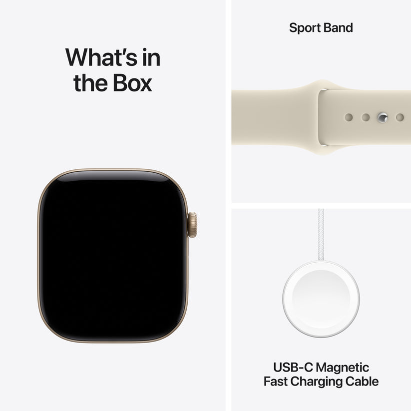 Apple Watch Series 12 GPS 46mm Light Gold Aluminium Case with Sand Sport Band - S/M - iSTYLE.mk