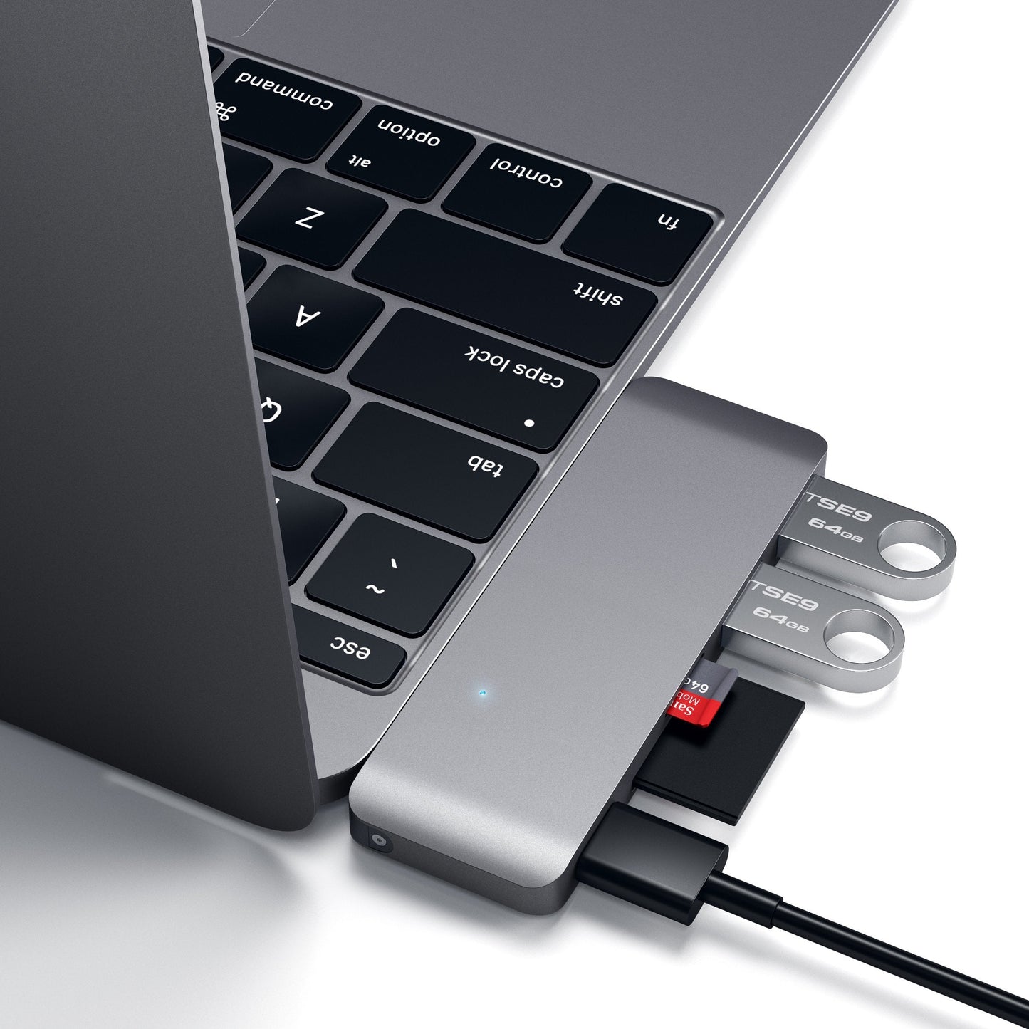 Satechi Aluminium Type-C Passthrough USB Hub (3x USB 3.0,MicroSD) - Space Grey