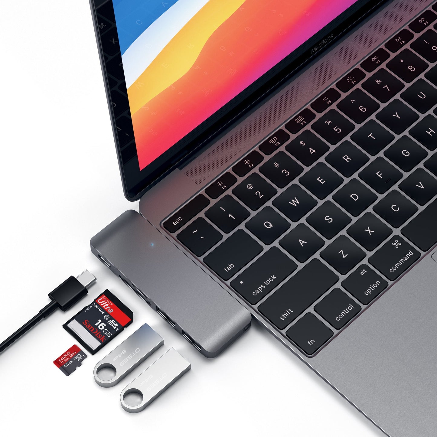 Satechi Aluminium Type-C Passthrough USB Hub (3x USB 3.0,MicroSD) - Space Grey