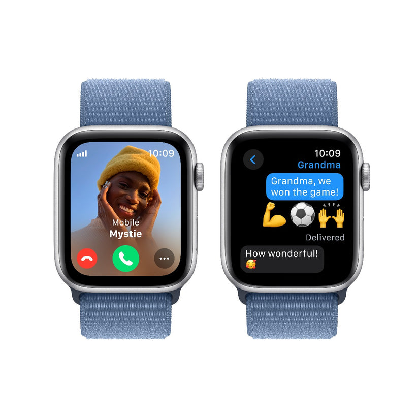 Apple Watch SE2 v2 GPS 44mm Silver Alu Case w Winter Blue Sport Loop