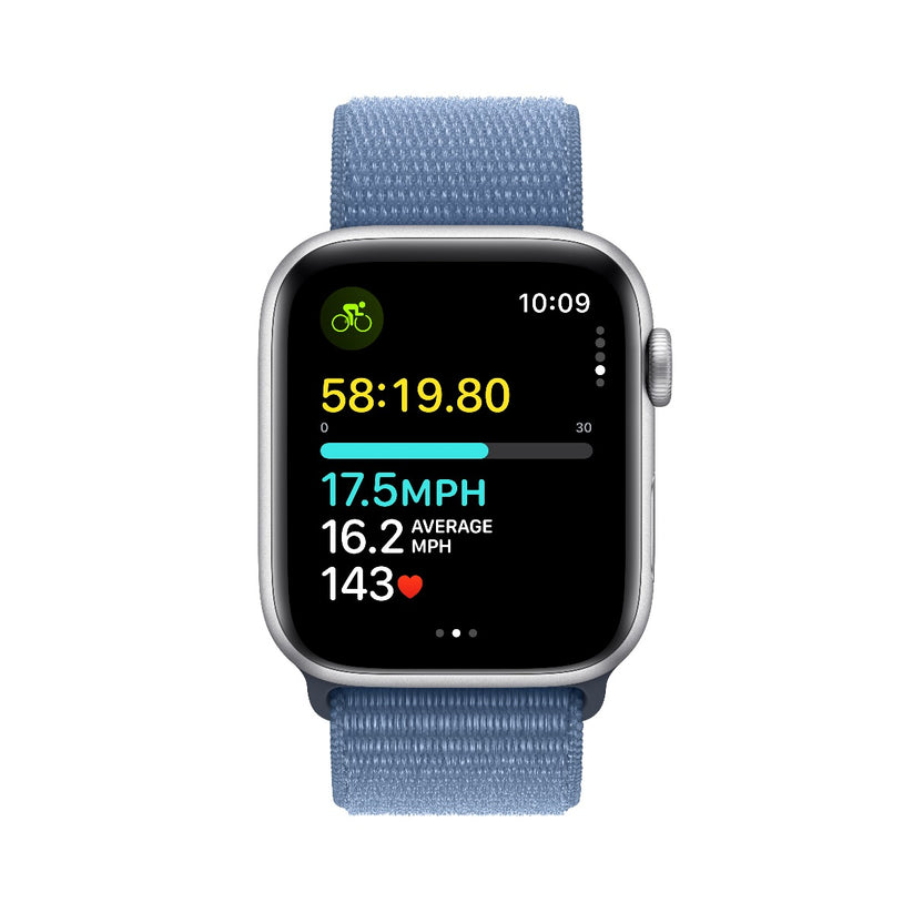 Apple Watch SE2 v2 GPS 44mm Silver Alu Case w Winter Blue Sport Loop