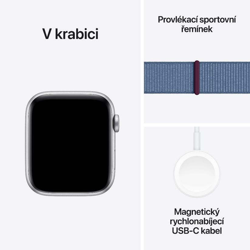 Apple Watch SE2 v2 GPS 44mm Silver Alu Case w Winter Blue Sport Loop