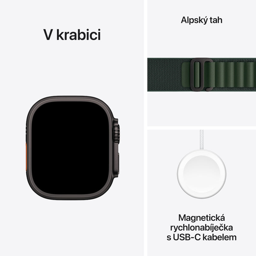 Apple Watch Ultra 2 GPS + Cellular 49mm Black Titanium Case with Dark Green Alpine Loop - Small