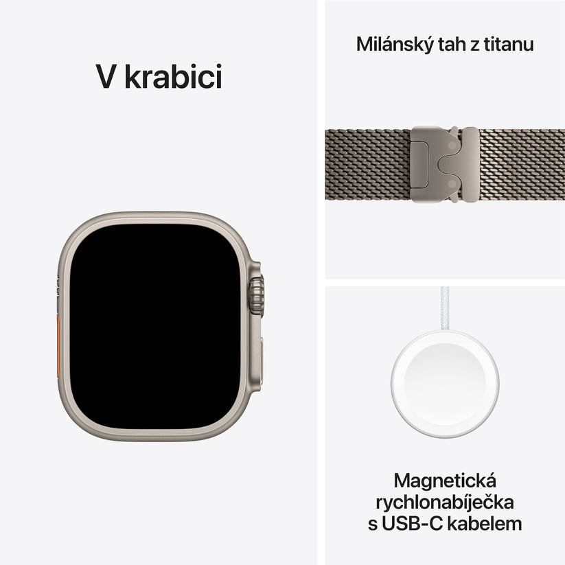 Apple Watch Ultra 2 GPS + Cellular 49mm Natural Titanium Case with Natural Titanium Milanese Loop - M